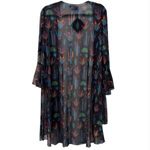 Merigold Kiss Cactus‎ Print Mesh Kimono M/L Western Cowboy Boho Festival